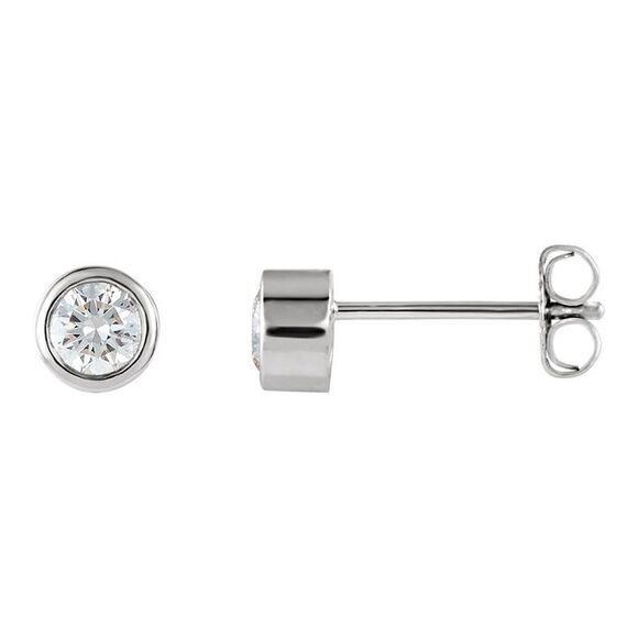 4.1mm Platinum 1/2 CTW (G-H I1) Bezel Set Diamond Stud Earrings